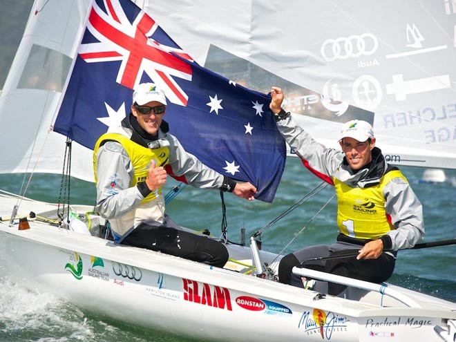 Belcher and Page after winning gold in Hyeres ©  Victor Kovalenko